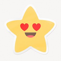 Heart eyes star emoji, love clipart with white border