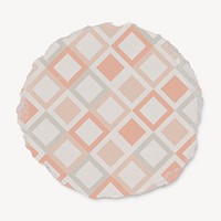 Retro pink geometric patterned badge, ripped paper texture psd