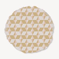 Retro gold patterned badge, geometric design on ripped paper