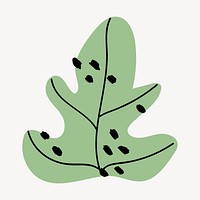 Aesthetic leaf sticker, botanical doodle vector