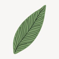 Aesthetic leaf sticker, botanical doodle vector