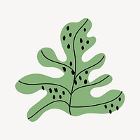 Aesthetic leaf sticker, botanical doodle vector