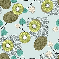 Kiwi pattern background, aesthetic fruit doodle psd