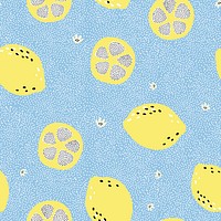 Lemon pattern background, aesthetic fruit doodle vector