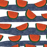 Watermelon pattern background, aesthetic fruit doodle vector