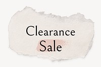 Clearance sale word, ripped paper, pink marker stroke typography