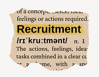 Recruitment ripped dictionary, editable word collage element psd