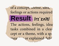 Result ripped dictionary, editable word collage element psd