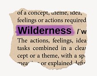 Wilderness ripped dictionary, editable word collage element psd