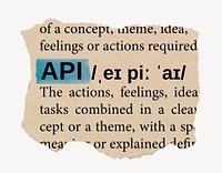 API ripped dictionary, editable word collage element psd