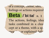 Beta ripped dictionary, editable word collage element psd