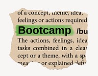 Bootcamp ripped dictionary, editable word collage element psd