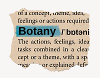 Botany ripped dictionary, editable word collage element psd