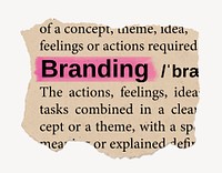 Branding ripped dictionary, editable word collage element psd
