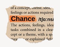 Chance ripped dictionary, editable word collage element psd