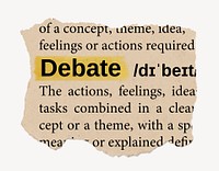 Debate ripped dictionary, editable word collage element psd