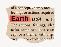 Earth ripped dictionary, editable word collage element psd