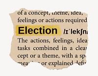 Election ripped dictionary, editable word collage element psd