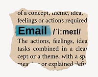 Email ripped dictionary, editable word collage element psd