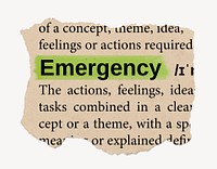 Emergency ripped dictionary, editable word collage element psd