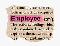 Employee ripped dictionary, editable word collage element psd