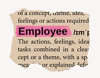 Employee dictionary word, vintage ripped paper design