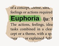 Euphoria ripped dictionary, editable word collage element psd