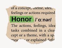 Honor ripped dictionary, editable word collage element psd