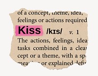 Kiss dictionary word, vintage ripped paper design