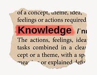 Knowledge ripped dictionary, editable word collage element psd