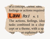 Law ripped dictionary, editable word collage element psd