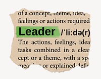 Leader ripped dictionary, editable word collage element psd