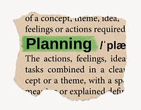 Planning ripped dictionary, editable word collage element psd