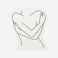 Woman line art, cut out paper, off white design