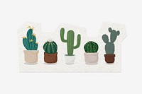 Cactus pot, cut out paper design, off white graphic