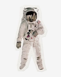 Astronaut, cut out paper design, off white graphic