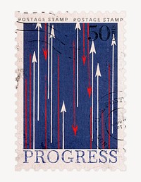 Progress postage stamp sticker, business stationery psd