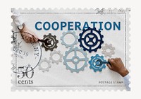 Cooperation postage stamp, business stationery collage element