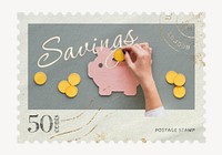 Savings postage stamp sticker, business stationery psd