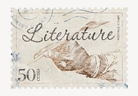 Literature postage stamp, vintage stationery collage element