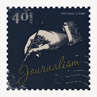 Journalism postage stamp sticker, vintage stationery psd