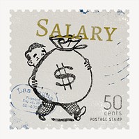 Salary postage stamp sticker, finance stationery psd
