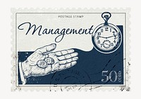 Time management postage stamp sticker, business stationery psd