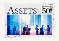 Assets postage stamp sticker, business stationery psd