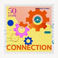 Connection postage stamp sticker, business stationery psd