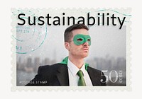 Sustainability postage stamp sticker, environment stationery psd