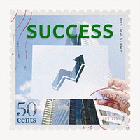 Success postage stamp sticker, business stationery psd