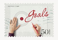 Goals postage stamp sticker, business stationery psd