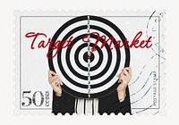 Target market postage stamp sticker, business stationery psd