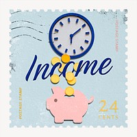 Income postage stamp sticker, business stationery psd